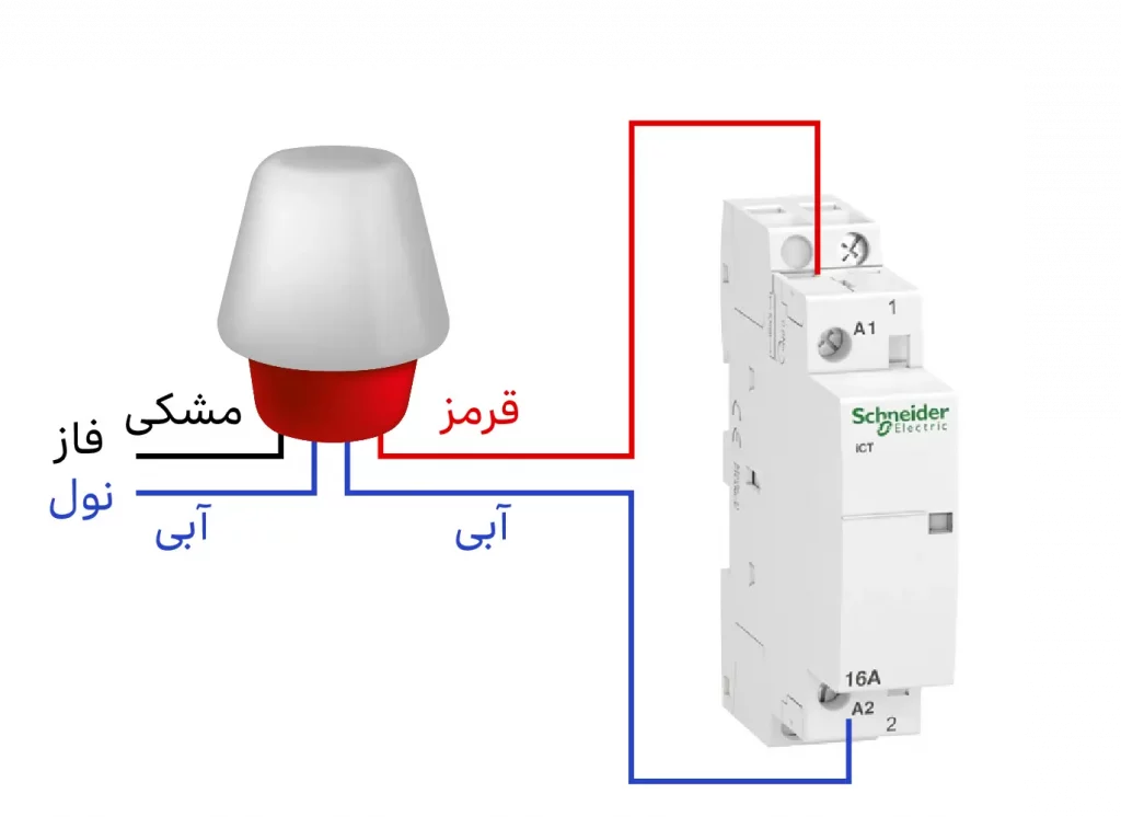 نقشه سیم کشی فتوسل با کنتاکتور